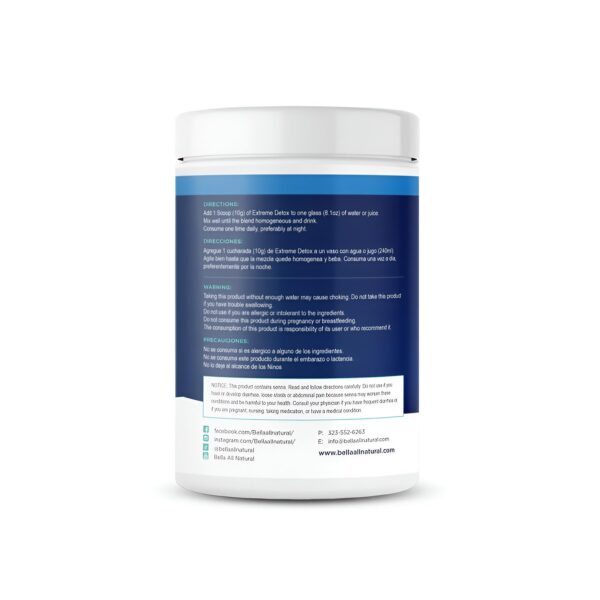 Polvo para detox Bella All Natural en envase