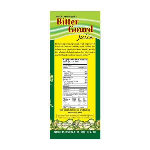 jugo melón amargo sin azúcares ni colorantes Basic Ayurveda