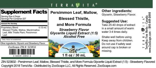 Etiqueta del extracto glicerito Terravita fórmula natural
