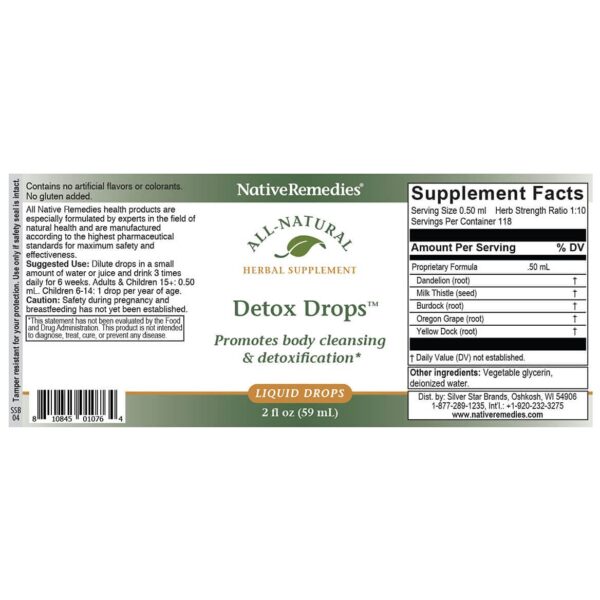 Limpiador corporal natural NativeRemedies Detox Drops 59ml