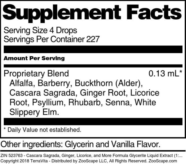 Suplemento natural extracto vegetal Terravita Cascara Sagrada y jengibre