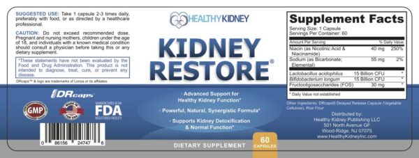 Suplemento Renal Kidney Restore fórmula científica