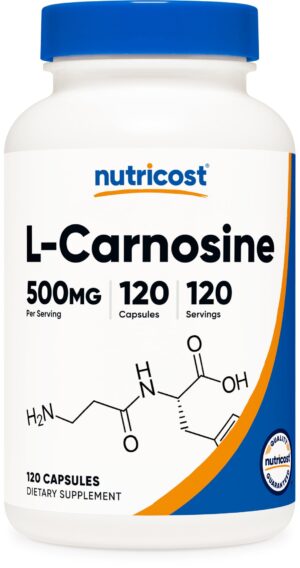 Imagen frontal de Nutricost L-Carnosina 500 mg