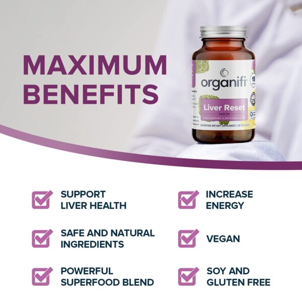 Frasco de Organifi Liver Reset en primer plano