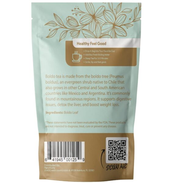 Paquete de 30 bolsas de té de boldo sin cafeína