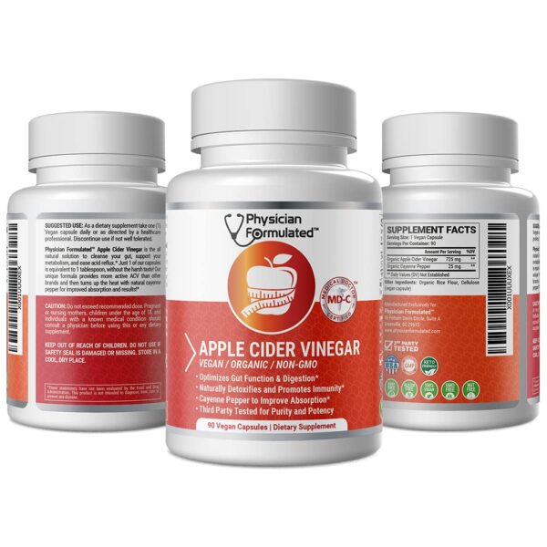 Cápsulas vinagre manzana orgánico detox rápido frasco