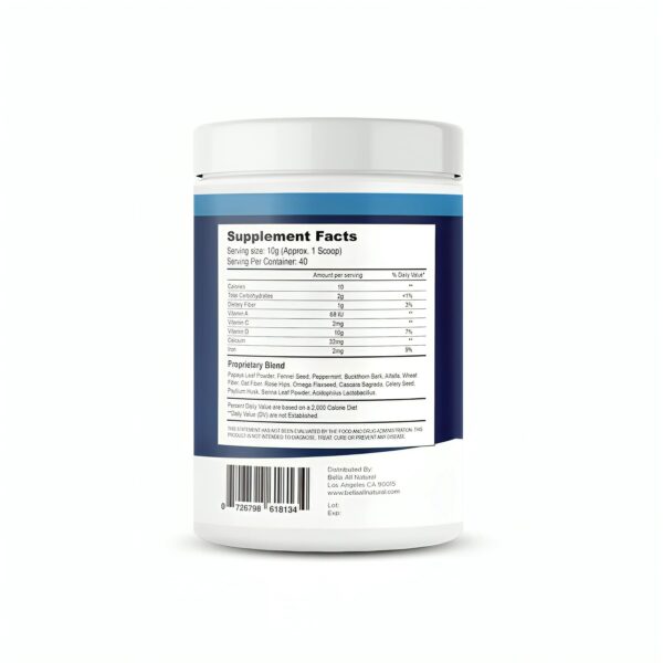 Detalle polvo detox Bella All Natural sin sabor