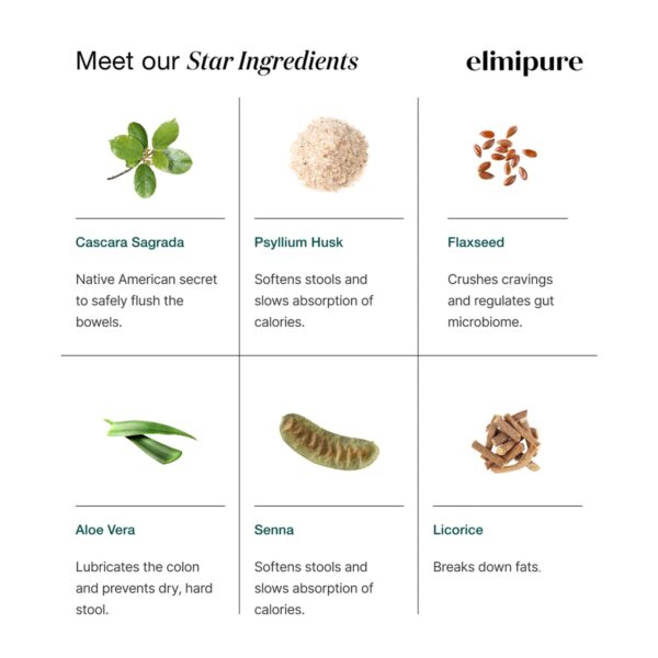 Suplemento Elimipure detox natural para salud intestinal y bienestar