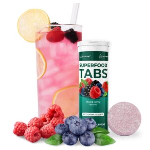 Tabletas detox efervescentes Superfood sabor baya mixta apoyando salud y peso