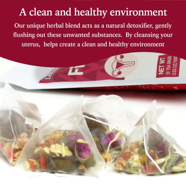 Cierre del paquete de té herbal Leafroot para equilibrio hormonal