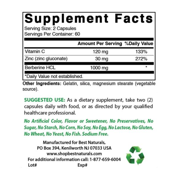 Cápsulas suplemento Best Naturals vinagre y berberina