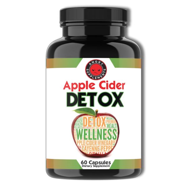 Botella Angry Supplements Detox vinagre sidra manzana 60 cápsulas