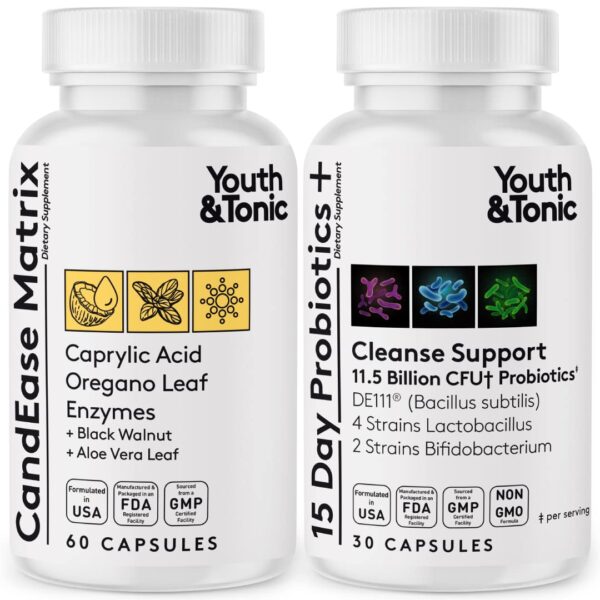 Frasco Youth & Tonic suplemento salud intestinal 90 cápsulas