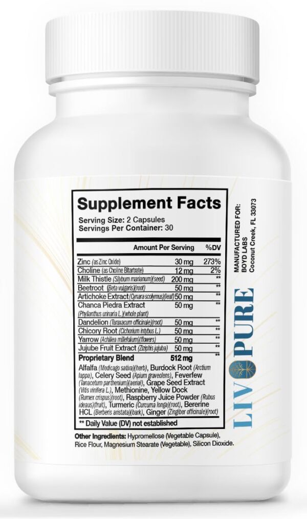 Liv Pure limpieza hepática detalle del frasco