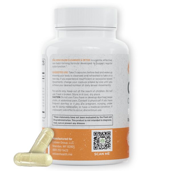 Contenido cápsulas detox colon suave enliven en paquete