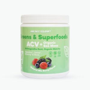 Oh My Glow polvo Super Greens orgánico detox sabor berries paquete