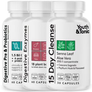 Youth & Tonic limpieza de colon suplemento digestivo 150 cápsulas