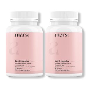 Frasco de cápsulas Mars BurnIt con ingredientes naturales para control de peso