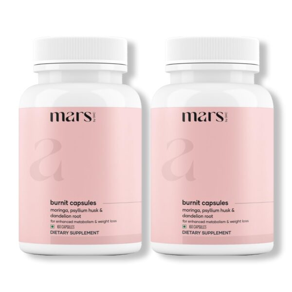 Frasco de cápsulas Mars BurnIt con ingredientes naturales para control de peso
