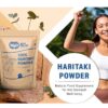 Detalle etiqueta de polvo Haritaki para detox y cuidado digestivo