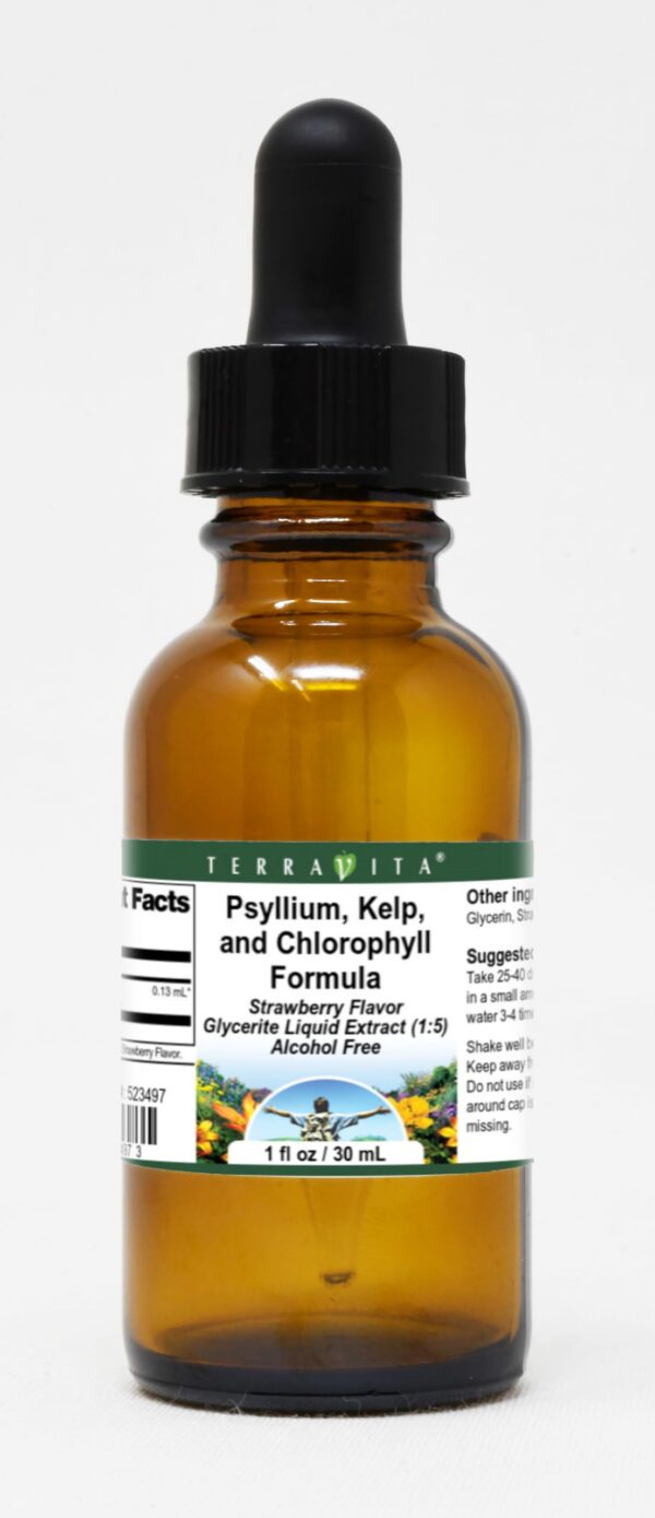 Extracto líquido de psyllium, kelp y clorofila sabor fresa 1 oz