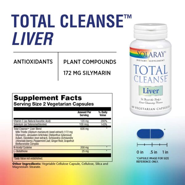 Detalle de cápsulas de Solaray Total Cleanse Liver 60ct