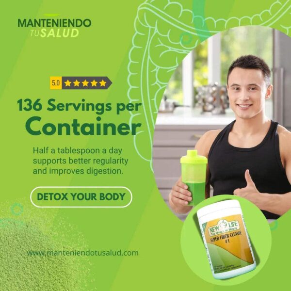 Botella Super Fiber Cleanse 1 apoyo desintoxicante salud