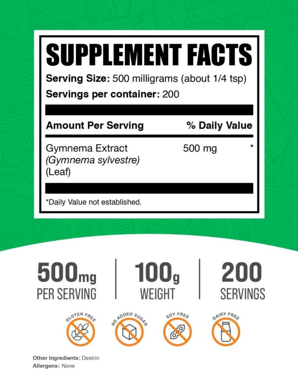 Contenedor del polvo de extracto de Gymnema BulkSupplements
