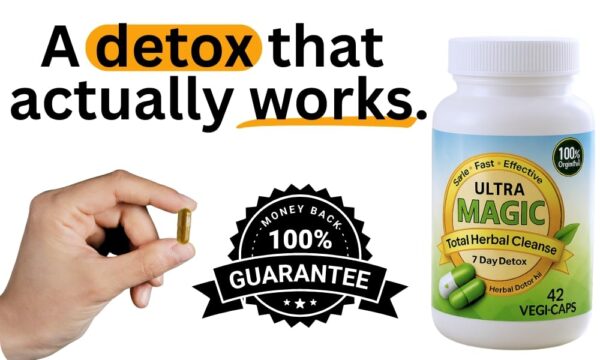 Frasco con 42 cápsulas detox Magic Detox para limpieza profunda