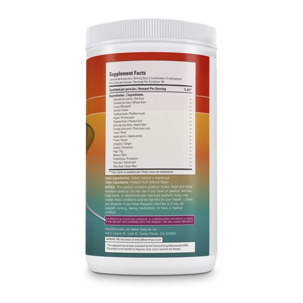 Suplemento Betel Natural fibra con limpieza de colon