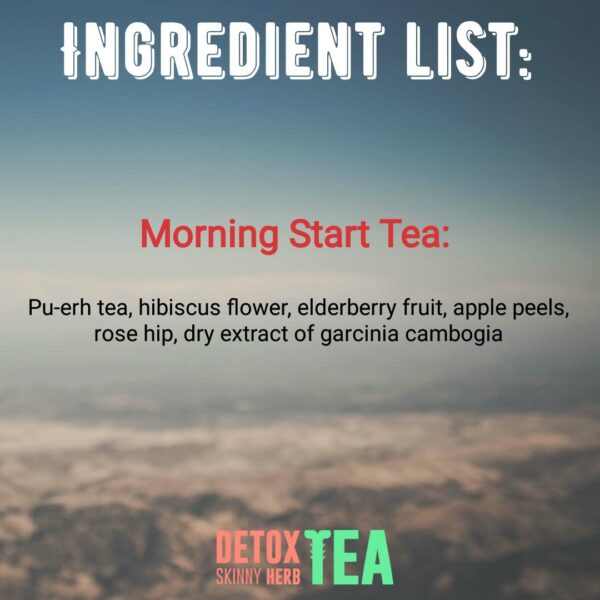 Detalle hojas té detox Skinny Herbs Morning Start 14 días