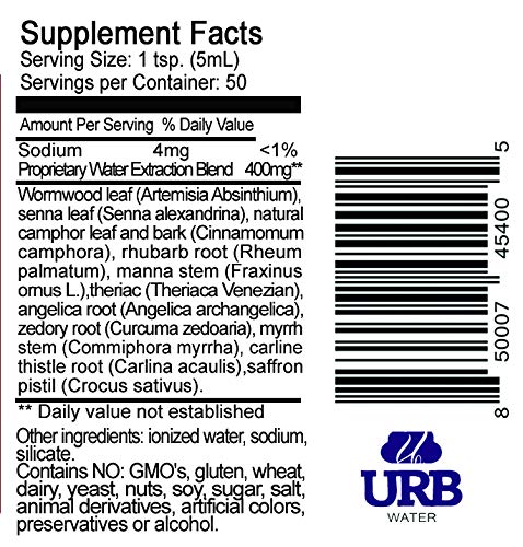 Parte trasera etiqueta Amargos Suecos URB limpieza natural