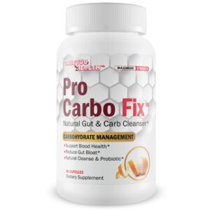 Frasco de suplemento natural Pro Carbo Fix para limpieza intestinal