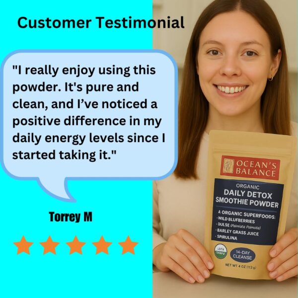 Envase ecológico para polvo detox Oceans Balance limpio y saludable