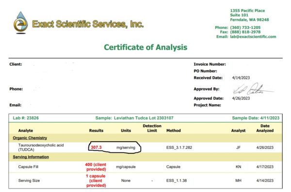 Supplemento TUDCA sin gluten y soya Leviathan 60 cápsulas