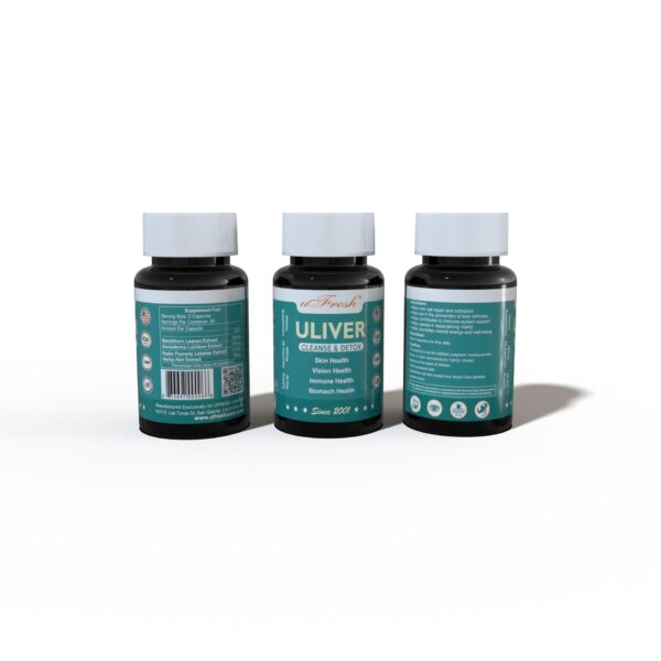 Etiqueta frontal del producto uFresh ULiver Cleanse & Detox