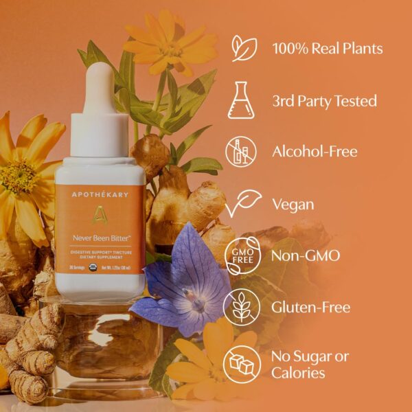 Vista lateral botella Apothékary Never Been Bitter