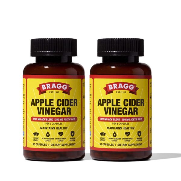 Frasco de cápsulas Bragg vinagre de sidra de manzana con vitamina D y zinc