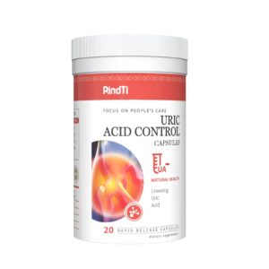 Botella de cápsulas para limpieza de ácido úrico RindTi con extracto de apio y cúrcuma