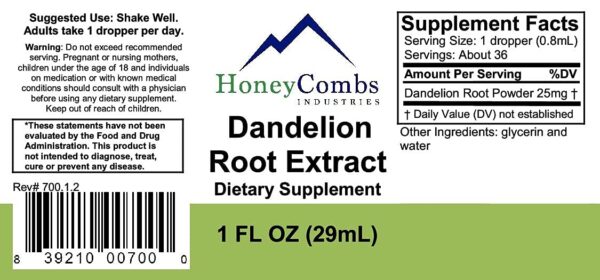 frontal botella suplemento raíz de diente de león HoneyCombs