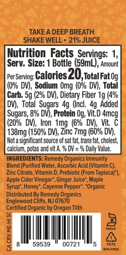 Botella Remedy Organics vista lateral