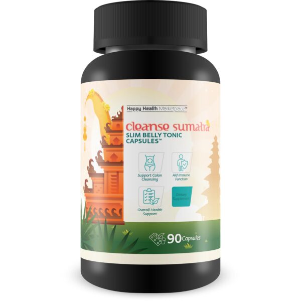 Cleanse Sumatra Slim Belly Tonic cápsulas frasco y etiqueta
