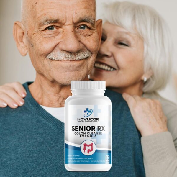 Caja y frasco suplemento Novucor fórmula avanzada para adultos mayores