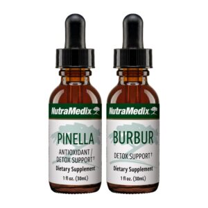 Paquete NutraMedix gotas líquidas Pinella y Burbur para detox