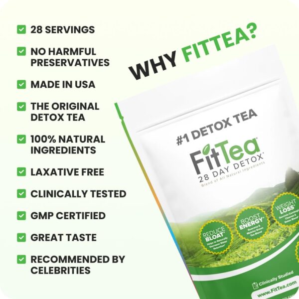FitTea caja y bolsas de té detox para limpieza corporal
