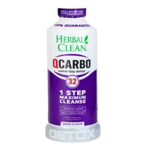 Botella Herbal Clean QCarbo32 bebida detox sabor uva