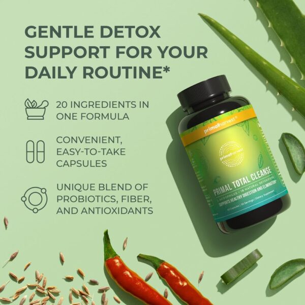 Etiqueta frontal suplemento detox Primal Harvest 60 unidades