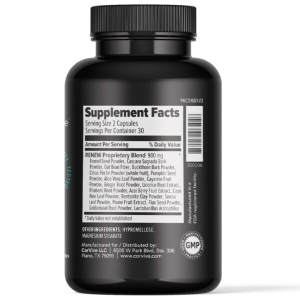 Cápsulas CorVive Renew Cleanse sin sabor para rendimiento