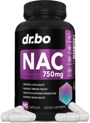 Dr Bo suplemento NAC 750mg cápsulas para detox hígado y pulmones