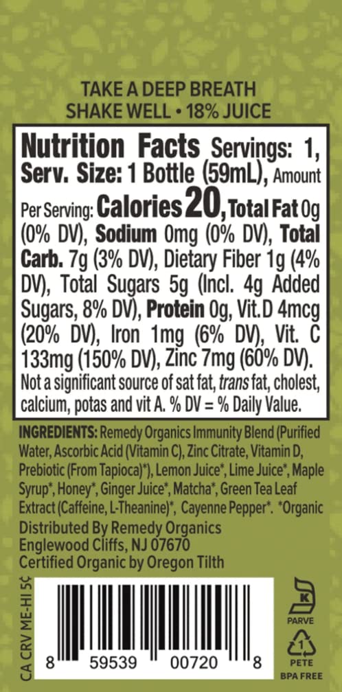 Caja Remedy Organics Immunity Plus Shot natural